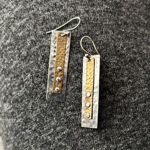 Elegant 925 Silver and brass Dangle Earrings